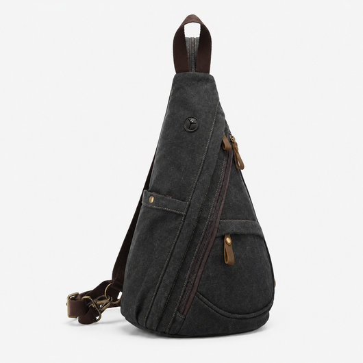 Unisex Canvas Chest Sling Bag with Headphone Port