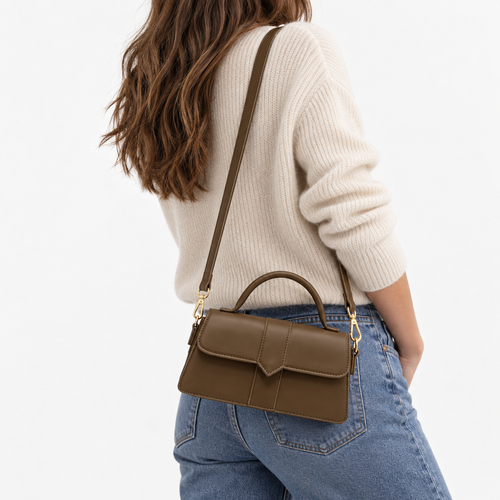Amalia Brown Mini Flap Crossbody Handbag
