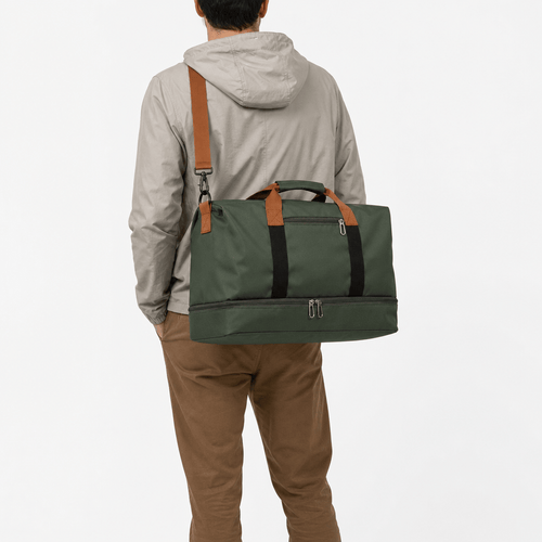 Women's Waterproof Oxford Travel Duffel Bag with Bottom Compartment