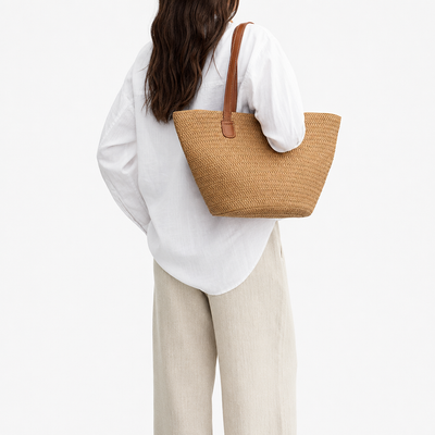 Salomé Women's Beige Woven Straw Tote Bag