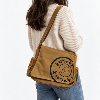 Women's Khaki Canvas Messenger Bag with Adjustable Crossbody Strap