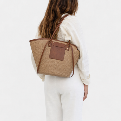 Anaelle Large Woven Straw Tote Bag with Double Handles
