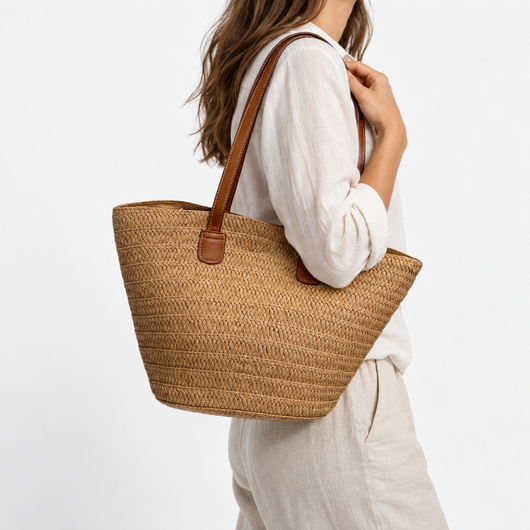 Salomé Women's Beige Woven Straw Tote Bag