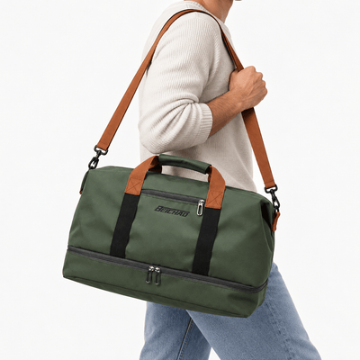 Women's Waterproof Oxford Travel Duffel Bag with Bottom Compartment