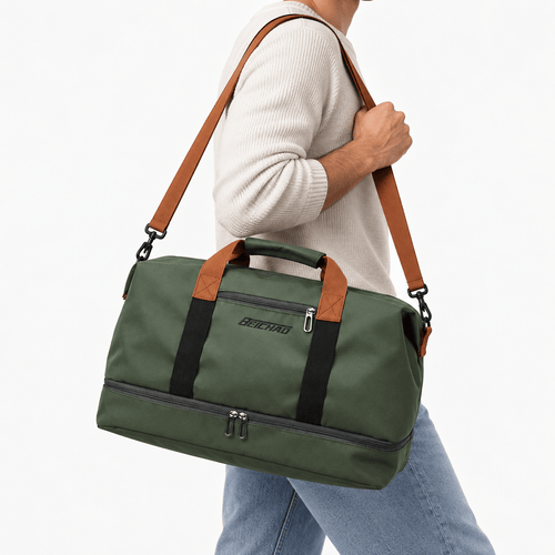Women's Waterproof Oxford Travel Duffel Bag with Bottom Compartment