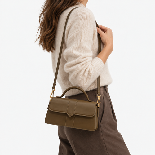 Amalia Brown Mini Flap Crossbody Handbag