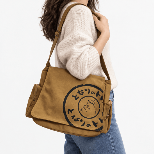 Women's Khaki Canvas Messenger Bag with Adjustable Crossbody Strap