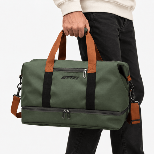 Women's Waterproof Oxford Travel Duffel Bag with Bottom Compartment