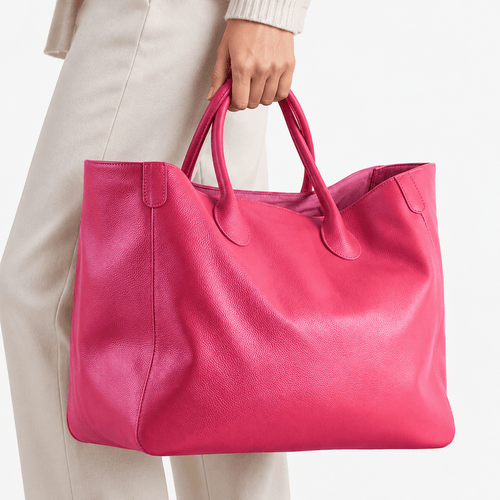 Large Pink PU Leather Cabas Tote Bag for Women