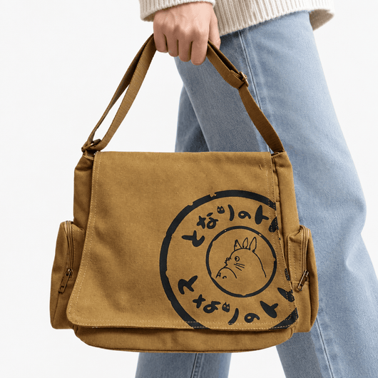 Women's Khaki Canvas Messenger Bag with Adjustable Crossbody Strap