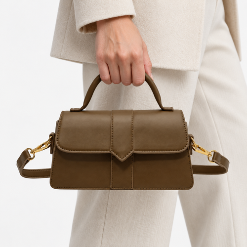 Amalia Brown Mini Flap Crossbody Handbag