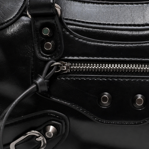 Black Retro Synthetic Leather Studded Handbag