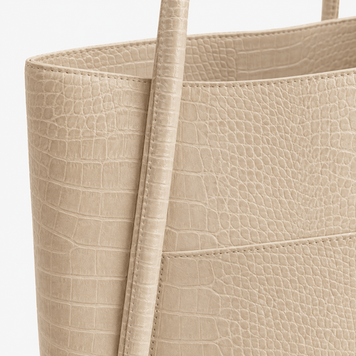 Women's Beige Crocodile Embossed PU Leather Tote Bag