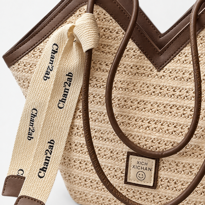 Mila Women's Straw Tote Bag with Decorative Ribbon