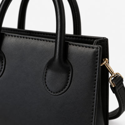 Élise Black Compact Crossbody Handbag with Top Handles
