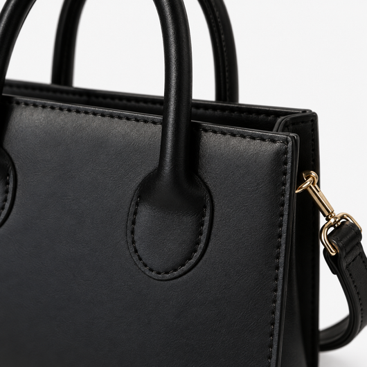 Élise Black Compact Crossbody Handbag with Top Handles