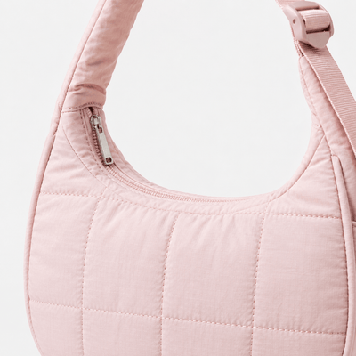 Elia Pink Quilted Nylon Shoulder Bag