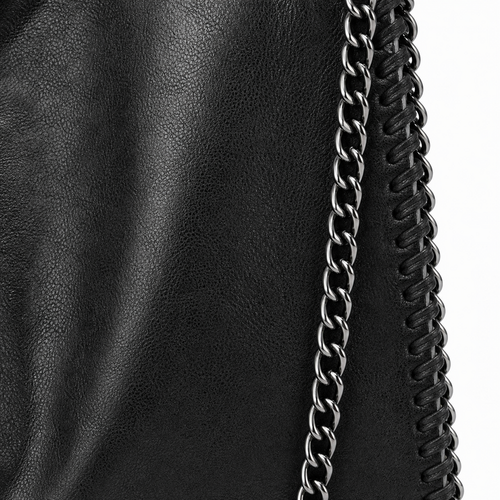 Konie Black Leather Slouchy Shoulder Handbag with Chain Strap