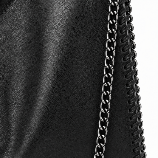 Konie Black Leather Slouchy Shoulder Handbag with Chain Strap