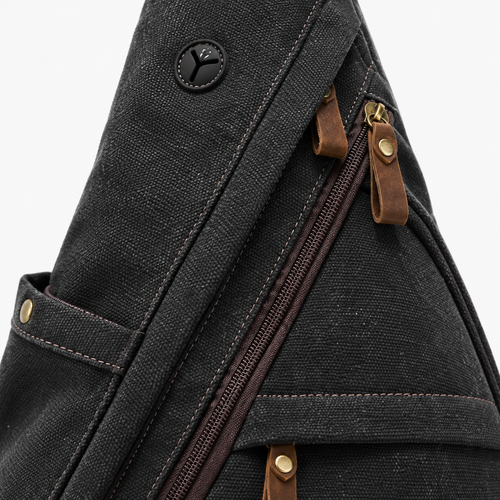 Unisex Canvas Chest Sling Bag with Headphone Port