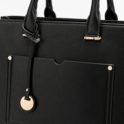 Royale Black PU Leather Structured Tote Handbag