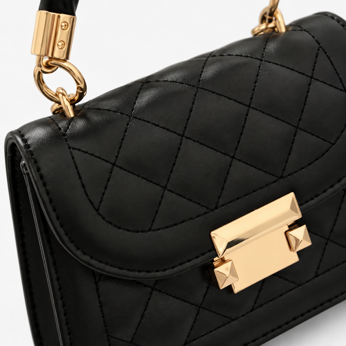 Sophie Black Quilted Flap Shoulder Bag with Gold Chain Strap