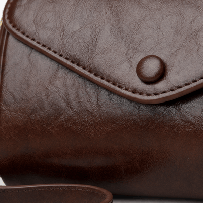 Lilia Brown PU Leather Crossbody Bag with Flap Closure