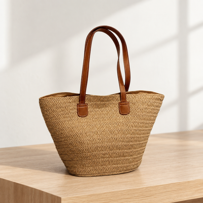 Salomé Women's Beige Woven Straw Tote Bag