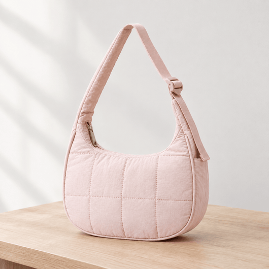 Elia Pink Quilted Nylon Shoulder Bag