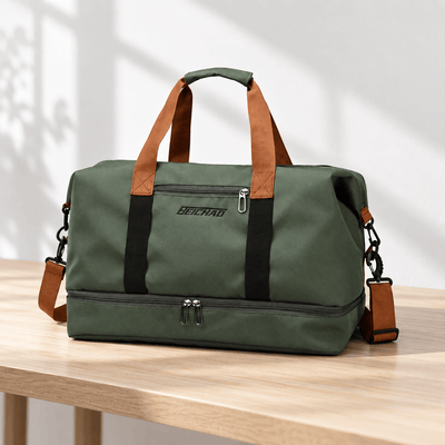 Women's Waterproof Oxford Travel Duffel Bag with Bottom Compartment