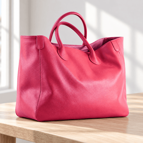 Large Pink PU Leather Cabas Tote Bag for Women