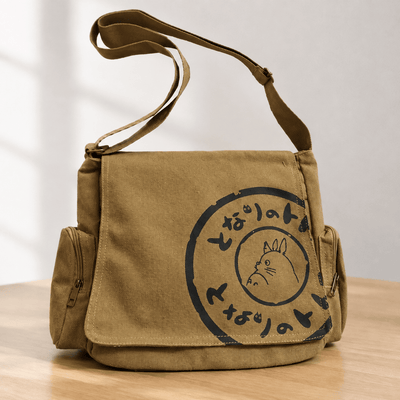 Women's Khaki Canvas Messenger Bag with Adjustable Crossbody Strap