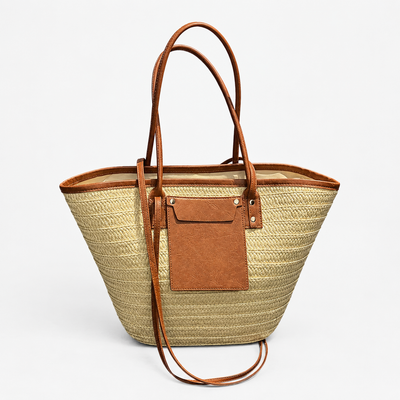 Anaelle Large Woven Straw Tote Bag with Double Handles