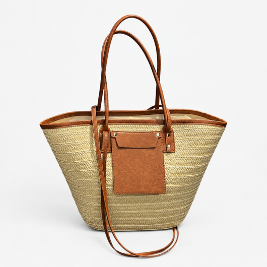 Anaelle Large Woven Straw Tote Bag with Double Handles