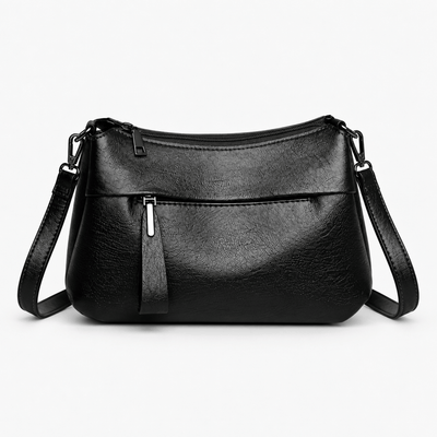 Mona Brown PU Leather Multi-Pocket Crossbody Bag