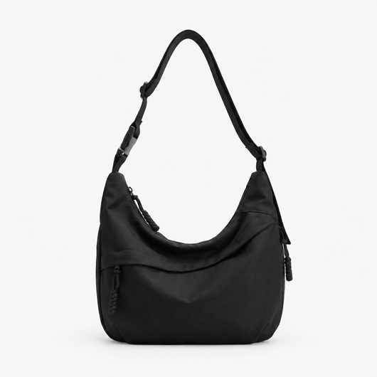 White Nylon Hobo Shoulder Bag with Adjustable Strap