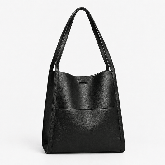 Brown PU Leather Structured Tote Bag