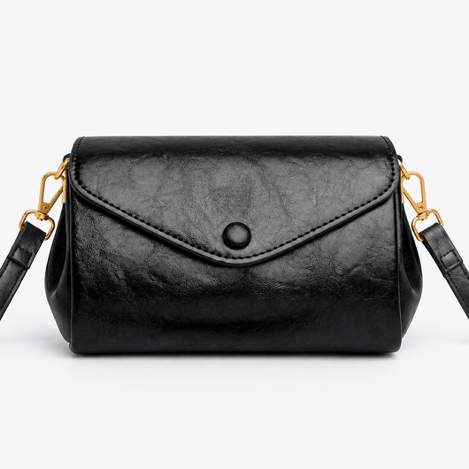 Lilia Brown PU Leather Crossbody Bag with Flap Closure