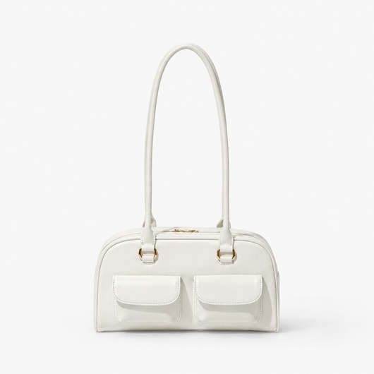 Brown Synthetic Leather Multi-Pocket Handbag