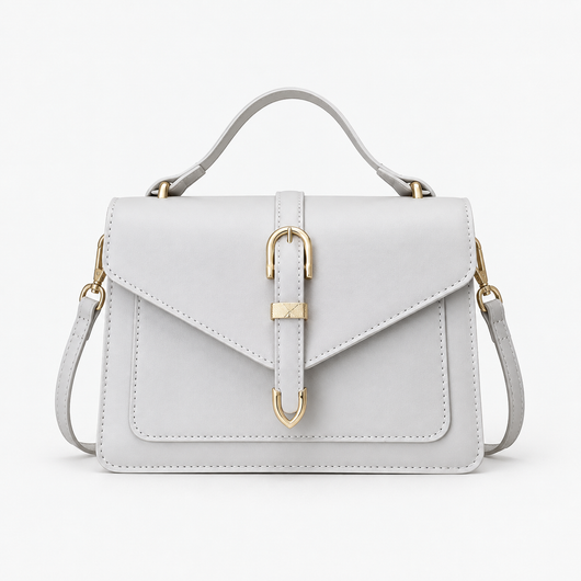 Isaline Small Black Crossbody Handbag with Gold-Tone Flap