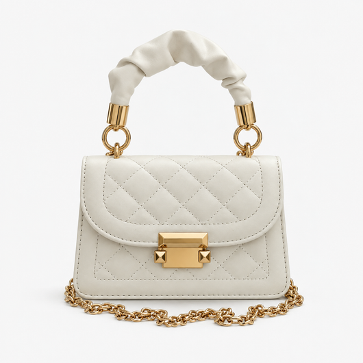 Sophie Black Quilted Flap Shoulder Bag with Gold Chain Strap