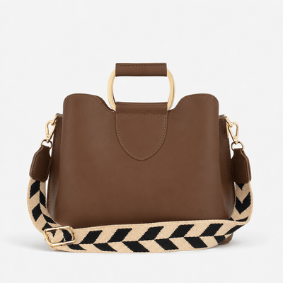 Women's Black PU Leather Top-Handle Crossbody Handbag