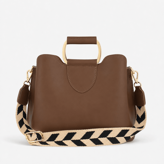 Women's Black PU Leather Top-Handle Crossbody Handbag
