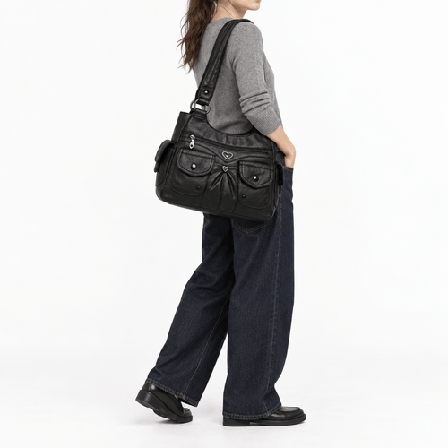 PU Leather Multi-Pocket Shoulder Bag - Jessamine