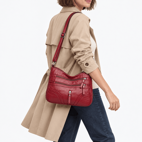 Vintage Faux Leather Shoulder Bag - Amabel