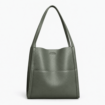 Brown PU Leather Structured Tote Bag