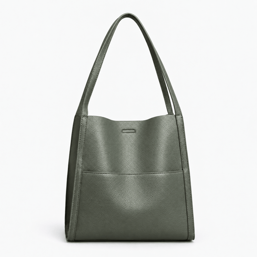 Brown PU Leather Structured Tote Bag
