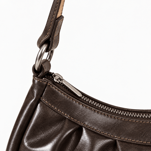 Women’s Synthetic Leather Shoulder Bag with Buckle Detail - Heidi