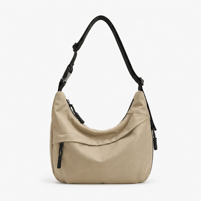 White Nylon Hobo Shoulder Bag with Adjustable Strap