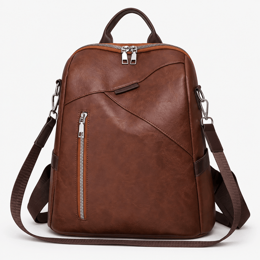 Women's Beige PU Leather Convertible Backpack Chest Bag